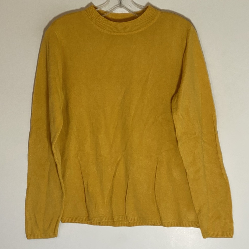 Kim Rogers Sweater Womens Medium Yellow Knit Pullover Crew Neck Grannycore Comfy